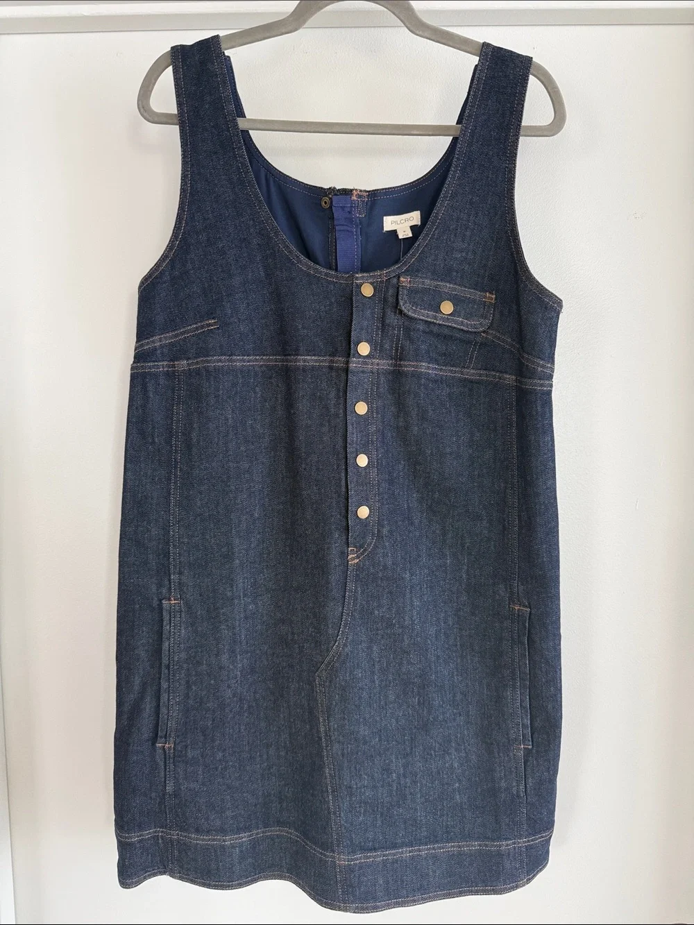 Pilcro Dark Blue Denim Mini Dress - Picture 1 of 4